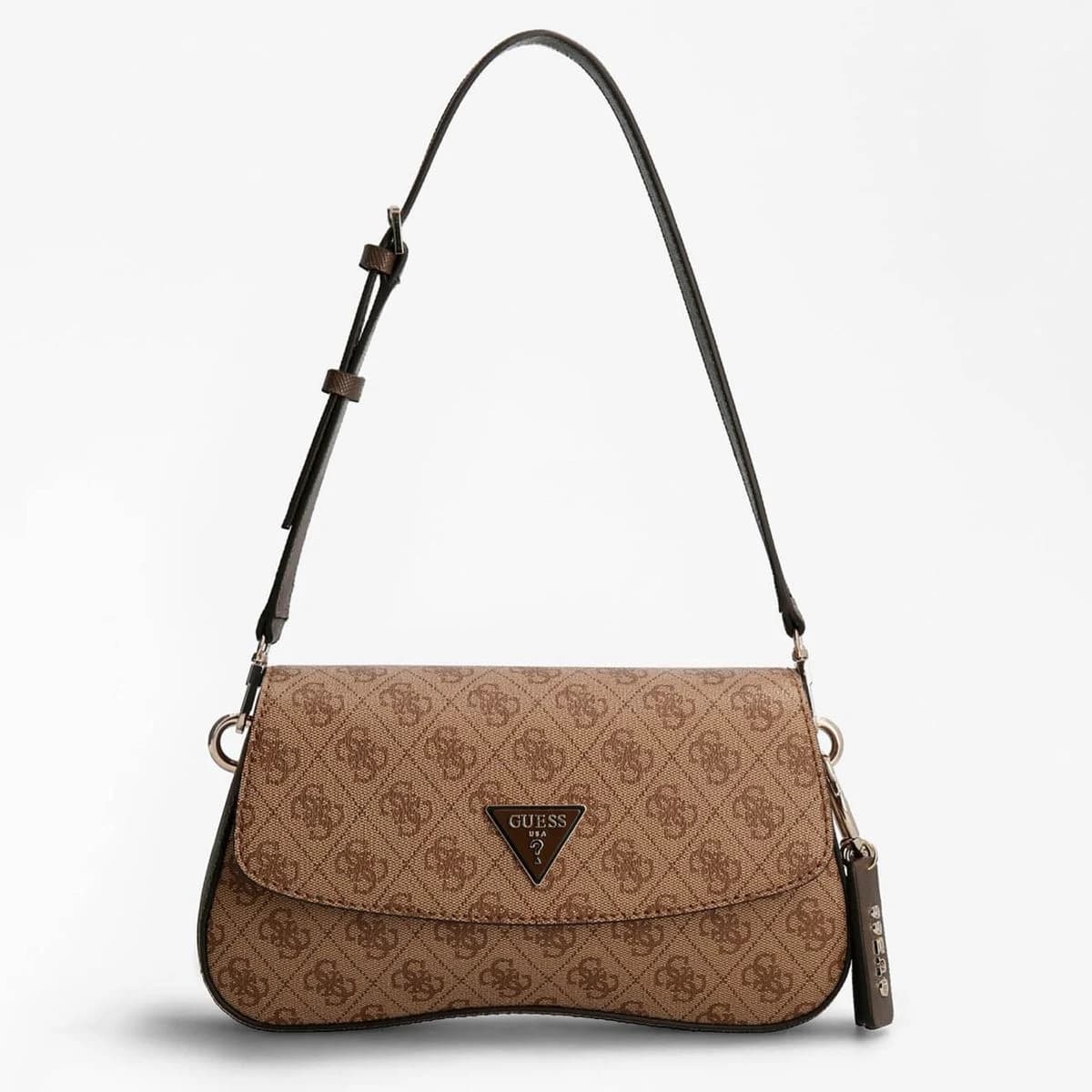 Guess Shoulder Bag Exclusive Collection beige, diseño monograma y silueta rectangular