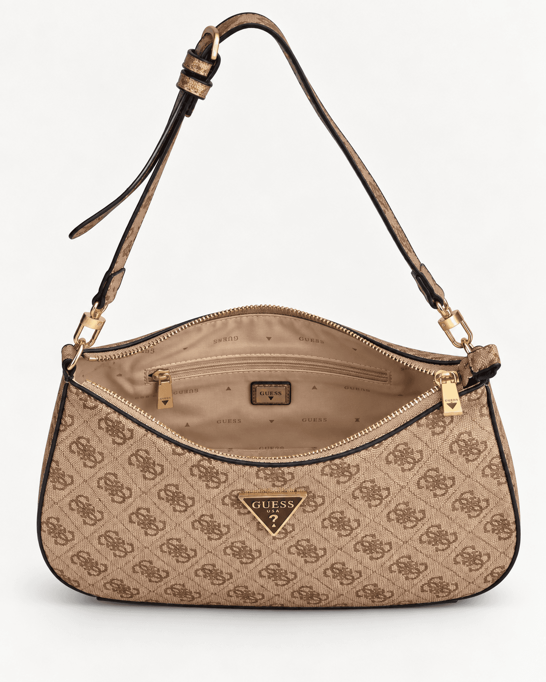 Guess Shoulder Bag Noelle en color beige, interior